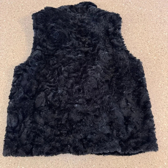 Betsey Johnson Shaggy Faux Fur Black Vest Large Festive Rockstar Y2K Retro Party - Picture 2 of 7